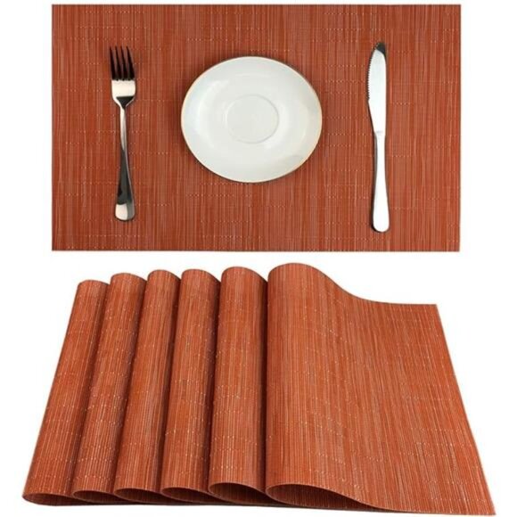 Placemats Set of 6 for Dining Table Heat-Resistant Washable Place Mats Woven - Picture 7 of 7